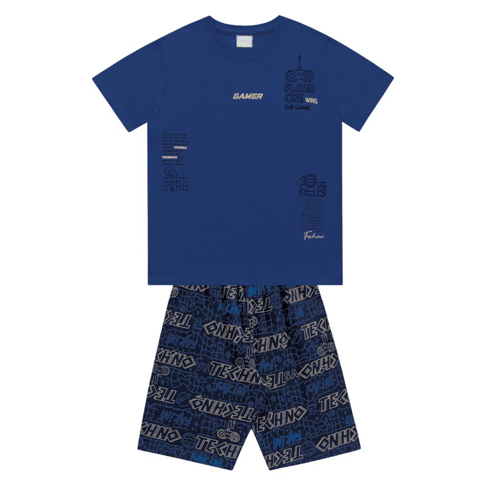 Conjunto Polera Azul Y Short Gamer Algodón image number 0.0