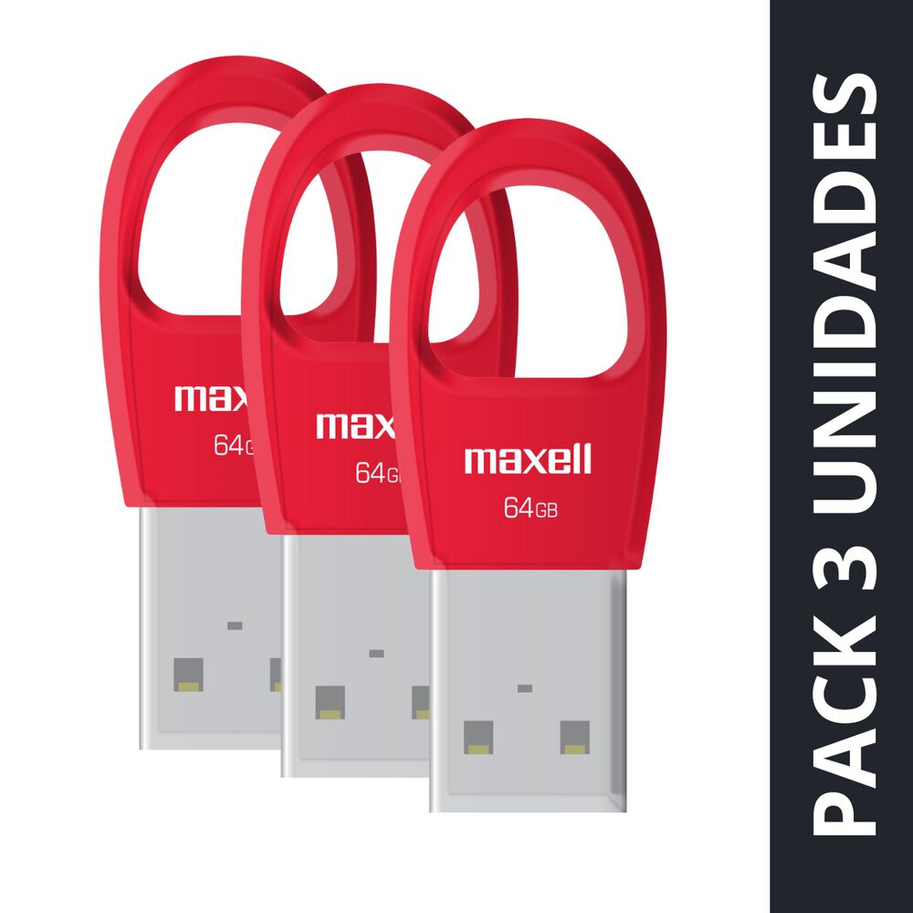 Pack 3 Pendrive Maxell Key 64gb Usb 2.0 Rojo image number 0.0