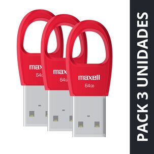 Pack 3 Pendrive Maxell Key 64gb Usb 2.0 Rojo