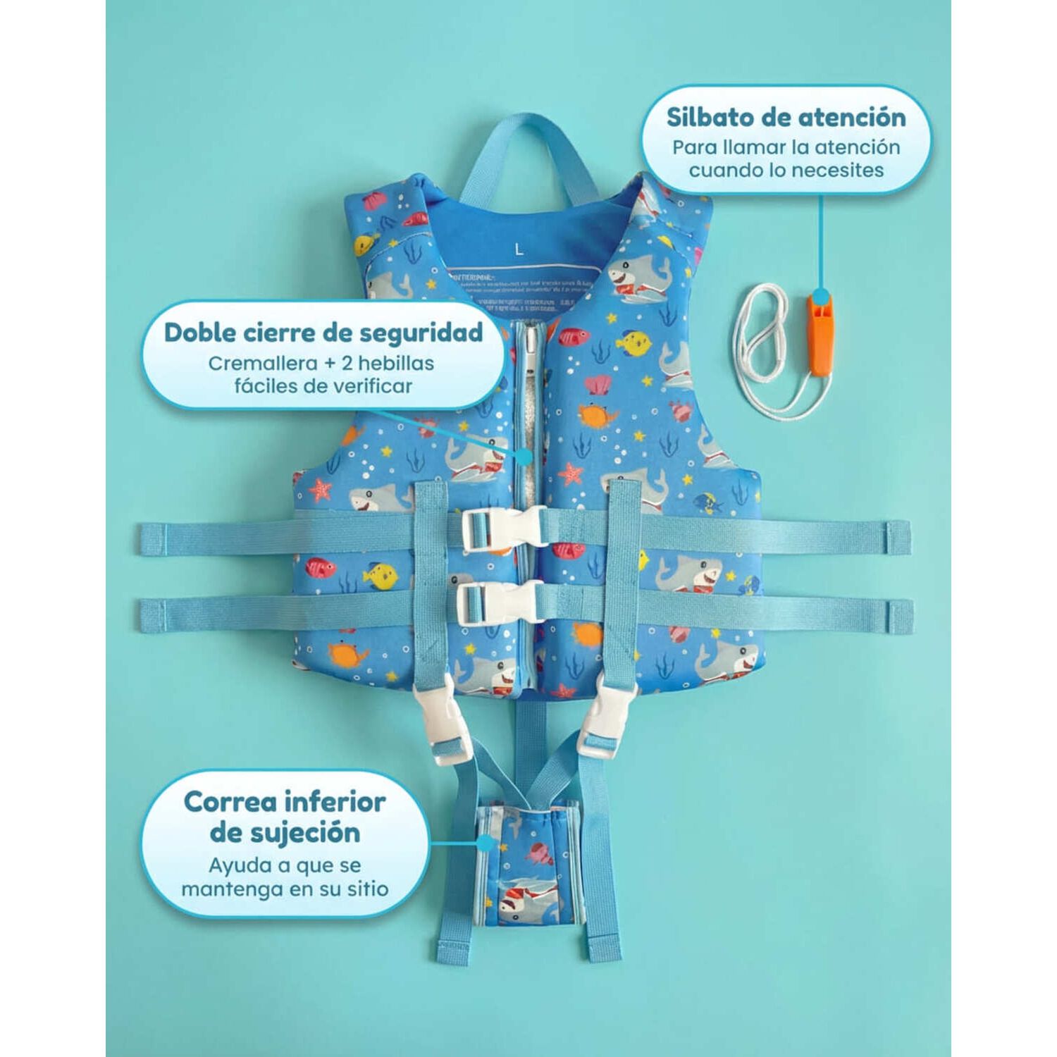 Chaleco Salvavidas Flotador Tiburon Infantil image number 1.0