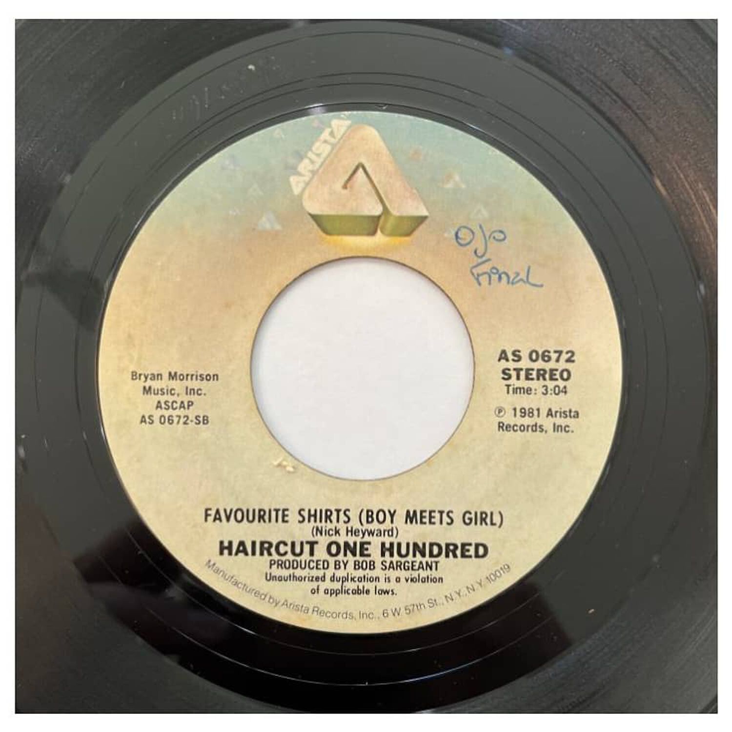 Haircut One Hundred - Love Plus One/favourite Shirts | 7" Single Vinilo Usado image number 1.0
