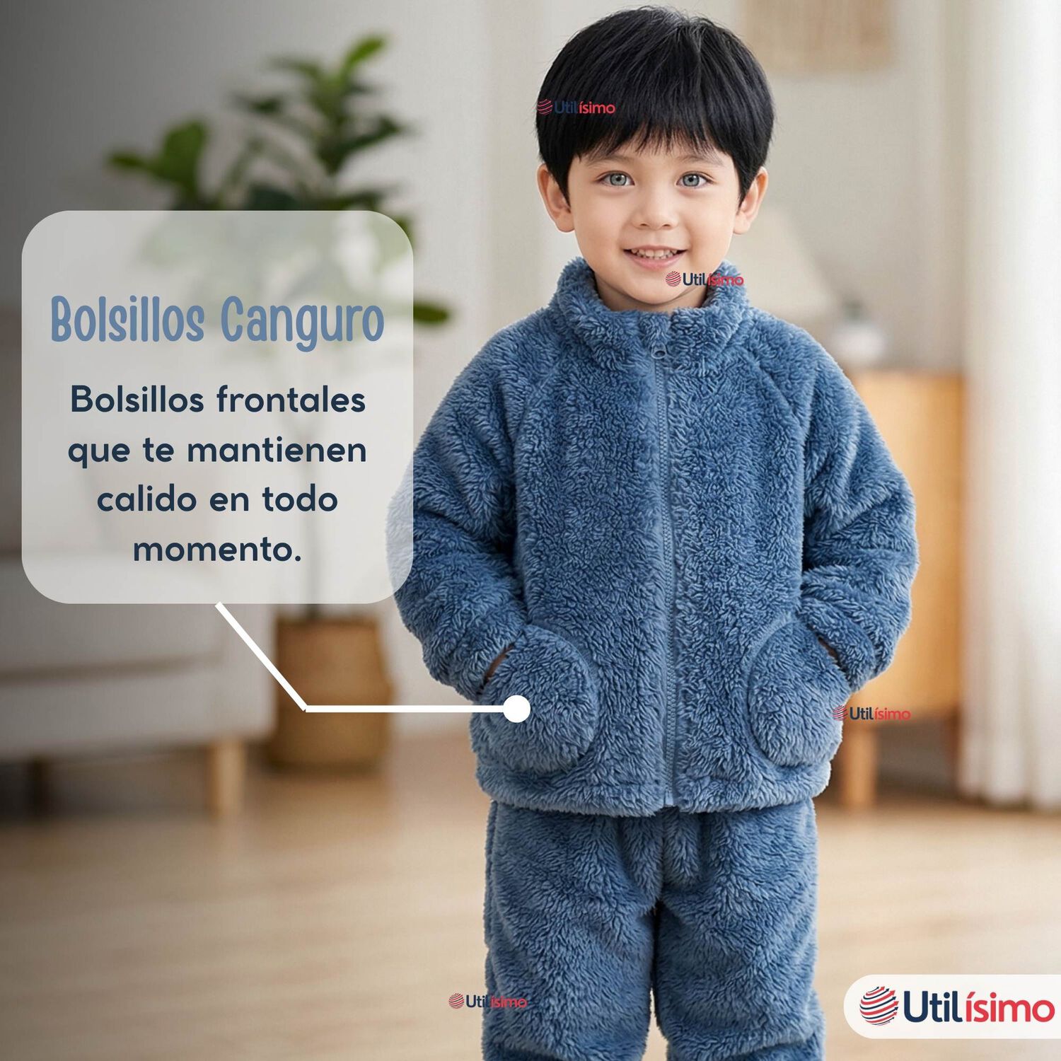 Conjunto 2 Piezas Buzo Poler&oacute;n Pantal&oacute;n Bebe Ni&ntilde;o Poli&eacute;ster Blue image number 8.0