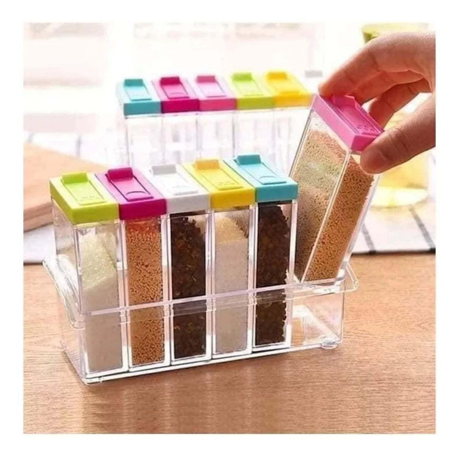 Especiero 6 Frascos Rectangular Ideal Cocina Organizador image number 4.0
