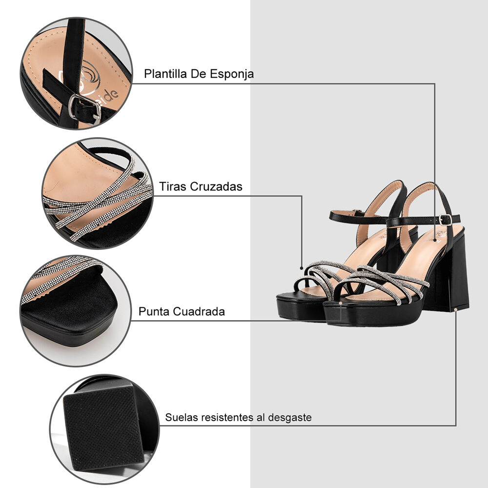 Sandalia Eco Cuero Taco Negro Fiesta Mujer Weide You205 image number 7.0