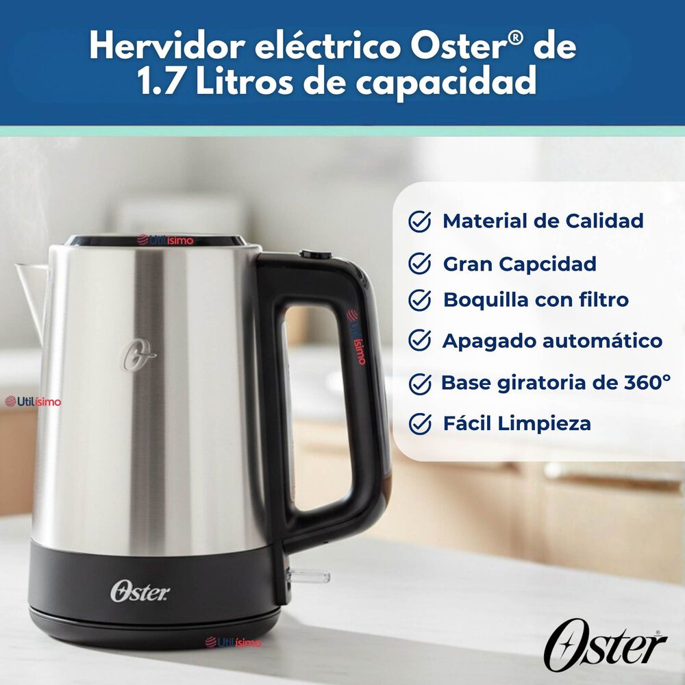Hervidor El&eacute;ctrico Oster De Acero Inoxidable 1.7 Lt Bvstke671 image number 1.0