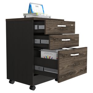 Cajonera Con Ruedas Fm-003n Negro Y Caf&eacute; Oscuro