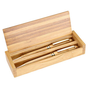 Set 2 Bolígrafo Lápiz Estuche De Bambú Deluxe