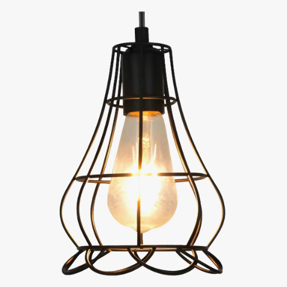 Lampara Jaula De Hierro Colgante + Ampolleta Led Vintage image number 0.0