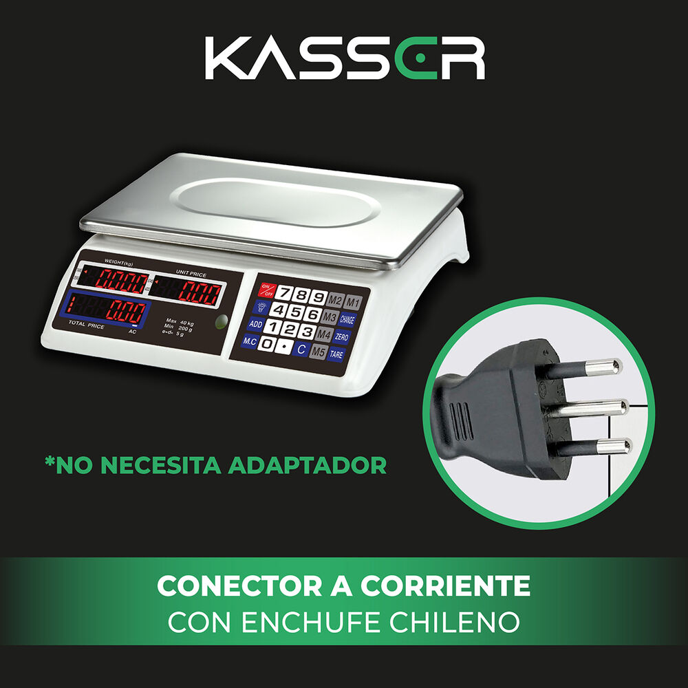 Balanza Digital Kasser Pesa 40 Kilos Comercial Recargable image number 2.0