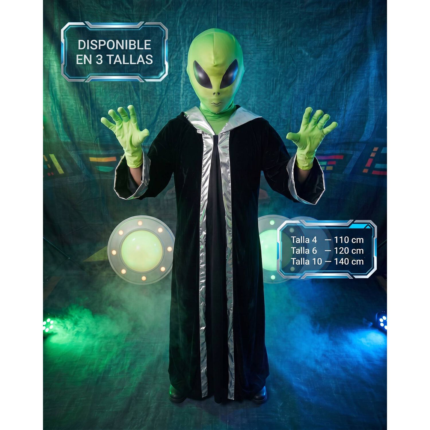 Disfraz Alien Marciano M&iacute;stico Stardy Infantil Para Ni&ntilde;os Verde Cosplay Extraterrestres Espacial Ideal Para Fiesta, Halloween image number 6.0
