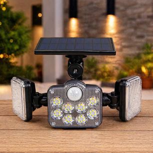 Luz Solar Foco Triple Cabezal Con Sensor De Movimientos