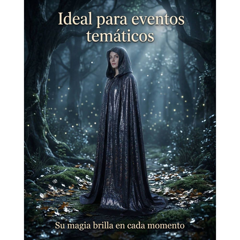 Capa Glitter Brillante Con Capucha Para Cosplay Y Disfraz image number 19.0