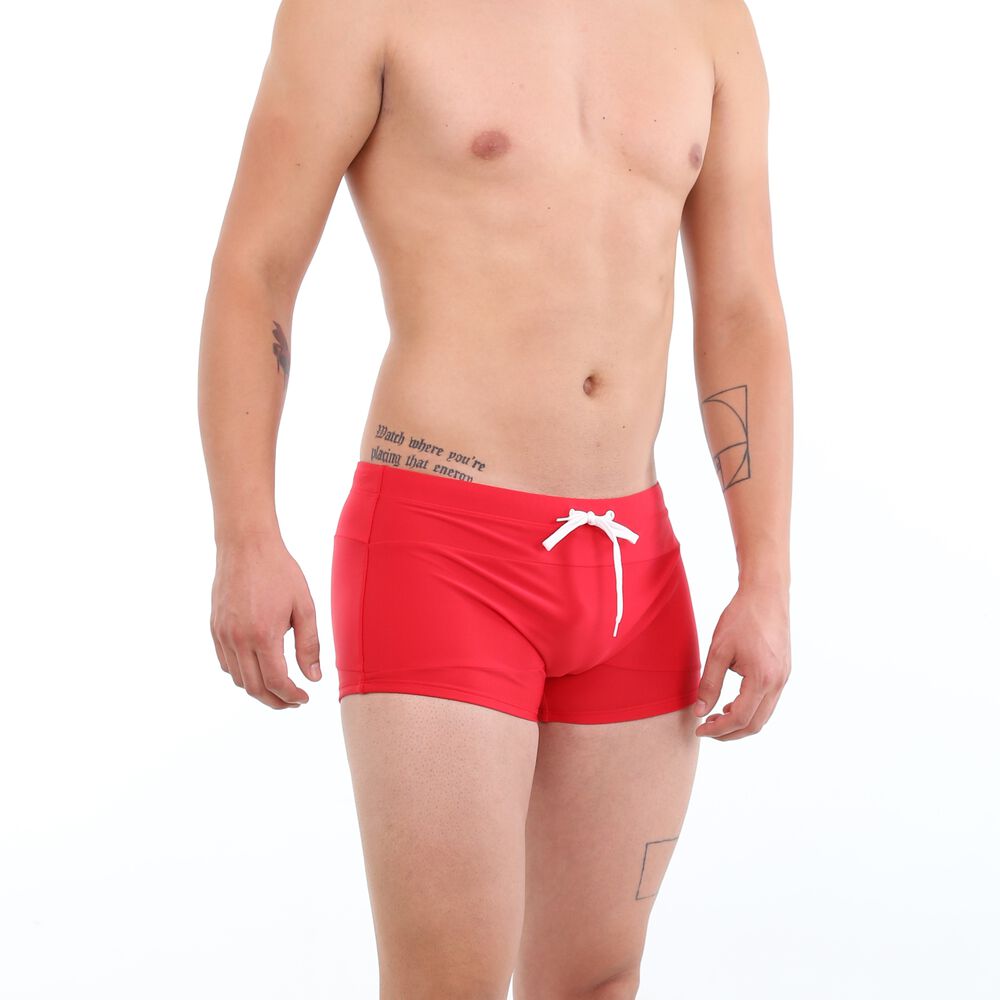 Traje De Baño Short Bóxer Para Hombres Rojo image number 2.0