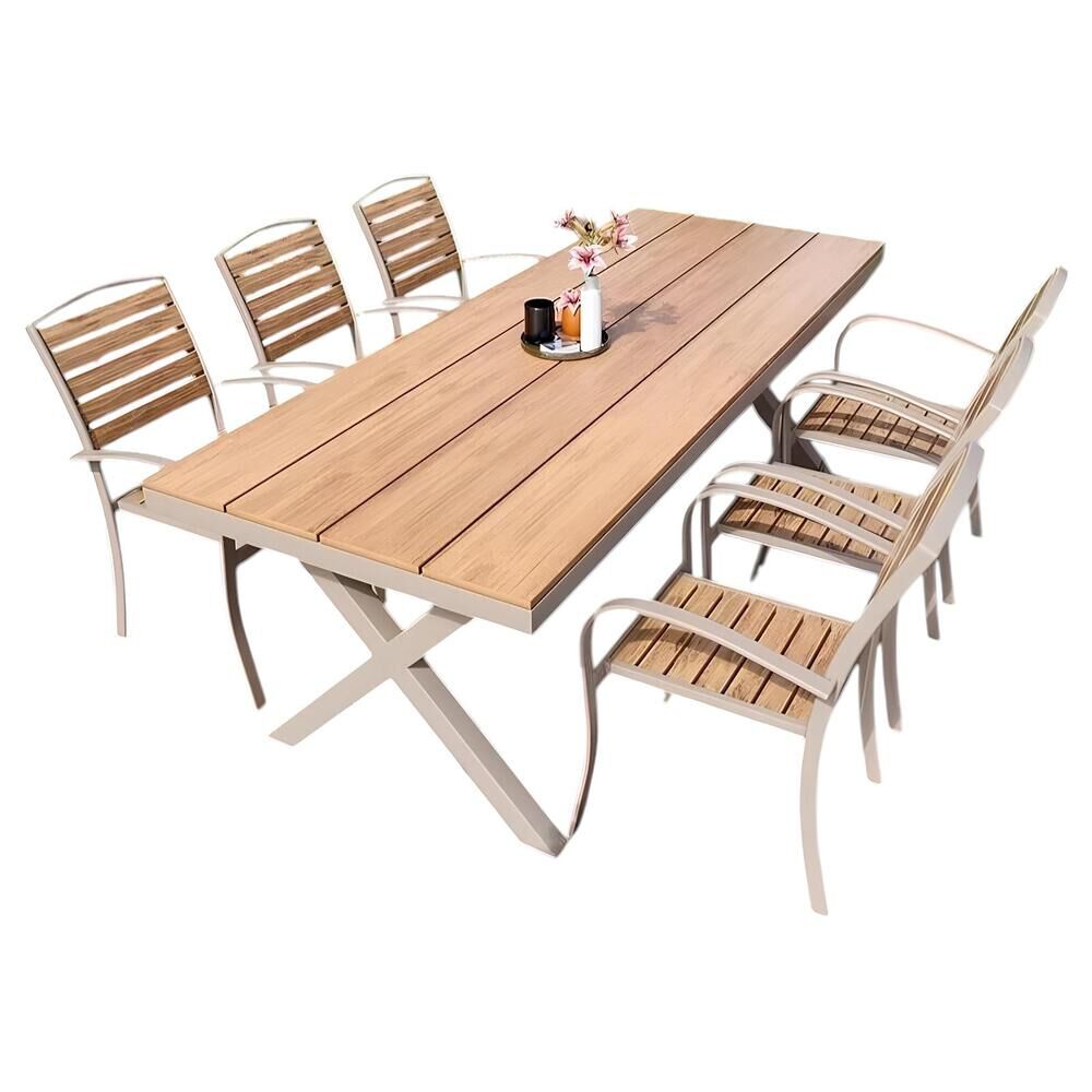Juego De Comedor Exteriores 180cm Y 6 Sillas Impermeables image number 0.0