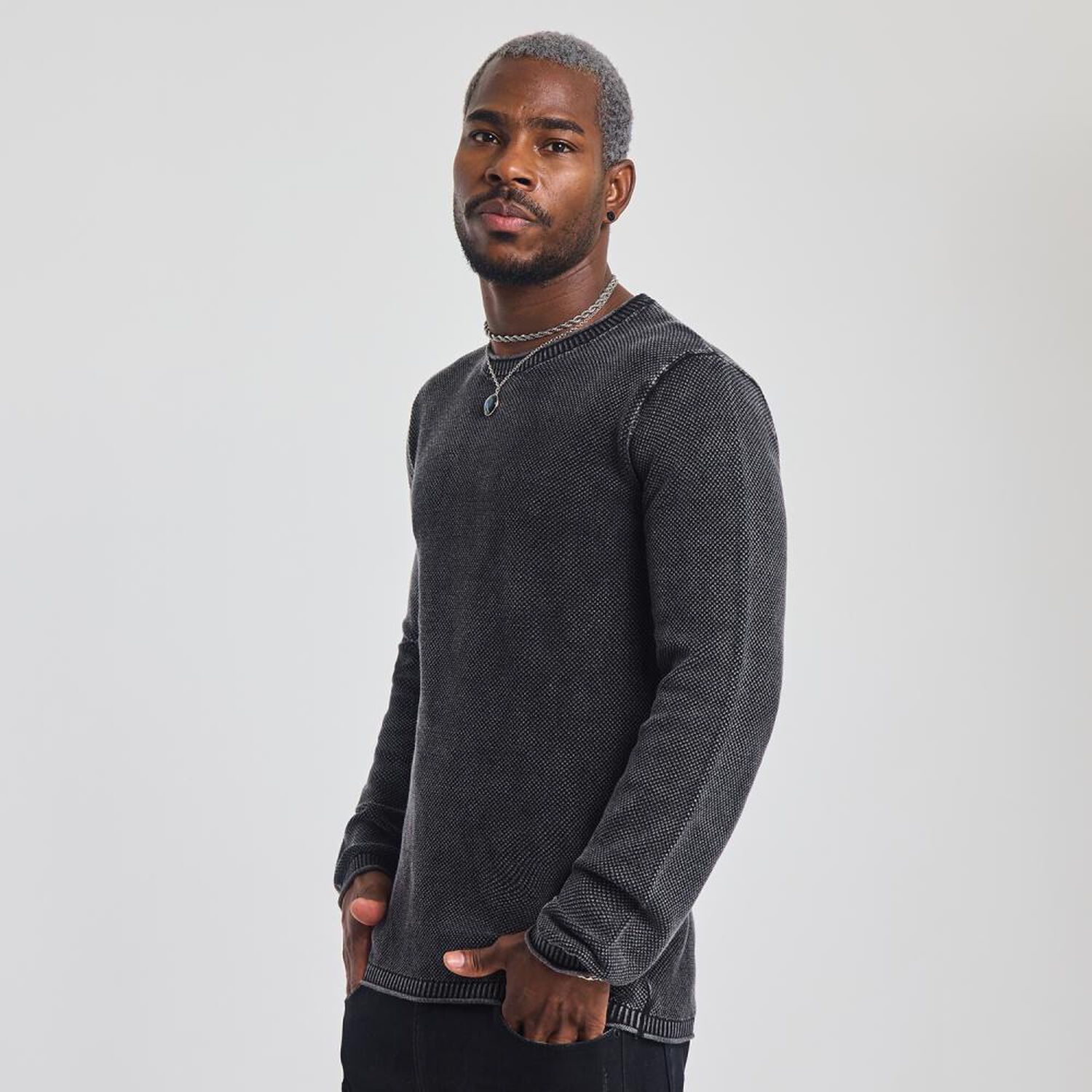 Sweater Liso Manga Larga Cuello Redondo Hombre Rolly Go image number 2.0