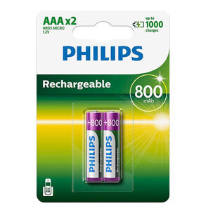 Philips Pila Recargable Ni-mh Ready Aaa 800 Mah Blister 2 Pcs