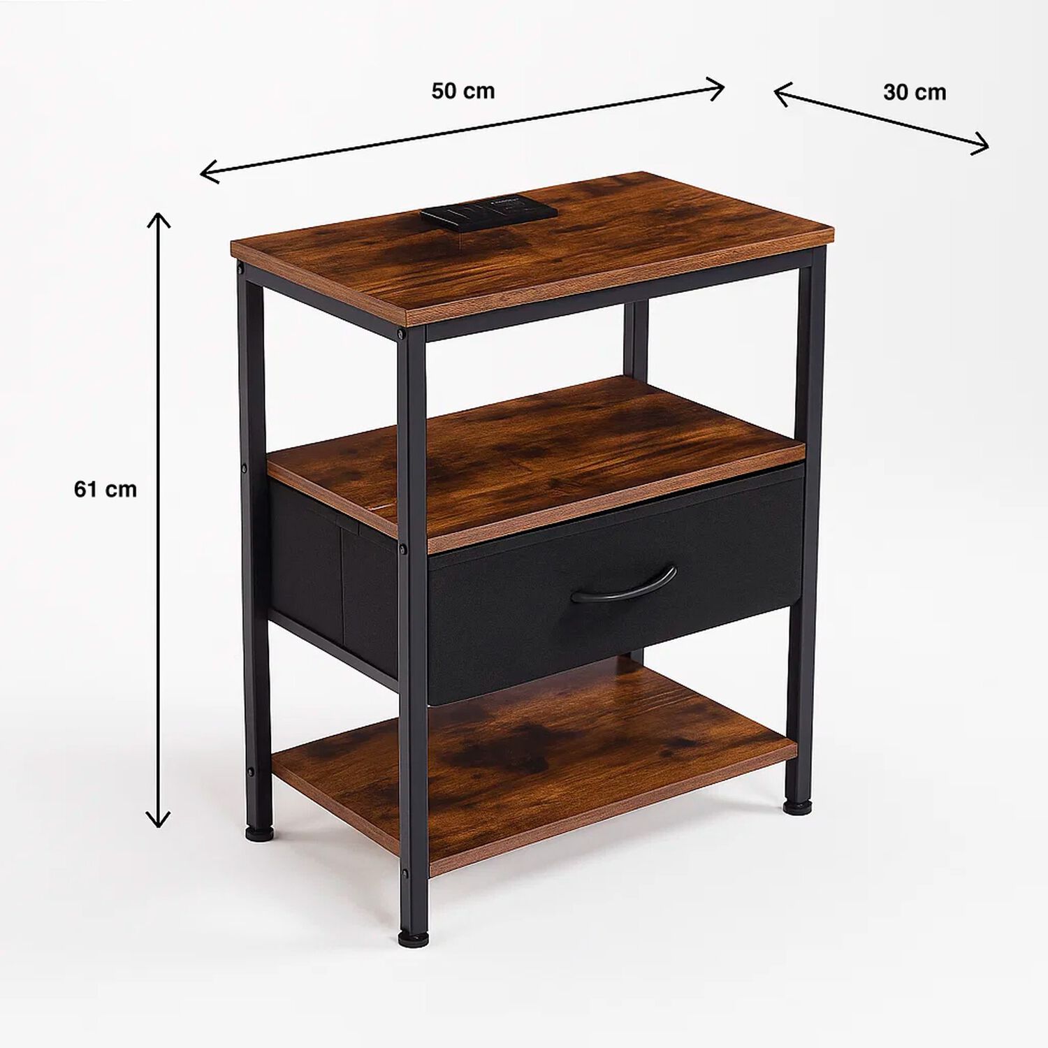 Pack De 2 Veladores Estilo Industrial Black Wood 50x30x61 image number 3.0