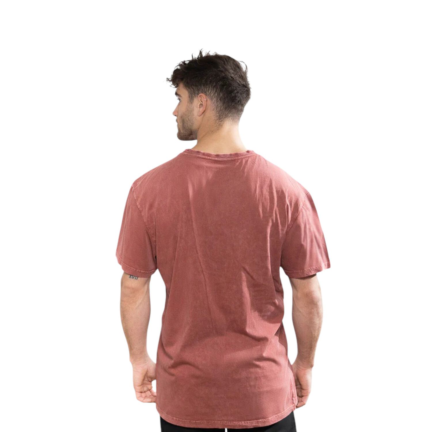 Polera Org&aacute;nica Acid-wash Rectangular Logo Terracota Hombre Falcone image number 2.0