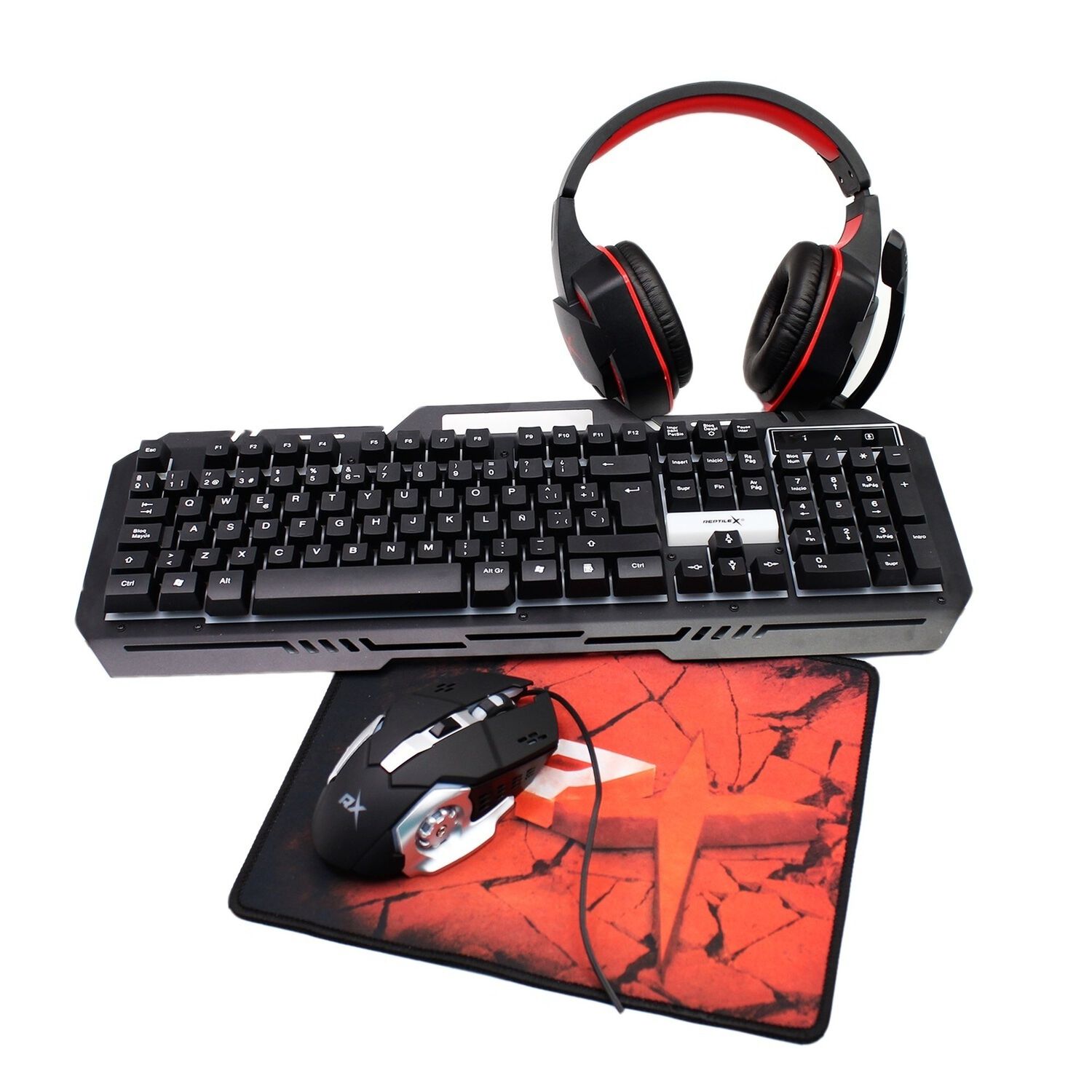 Kit Gamer 4 En 1 Mouse Teclado Pad Audifonos Reptilex Rx0042 image number 0.0