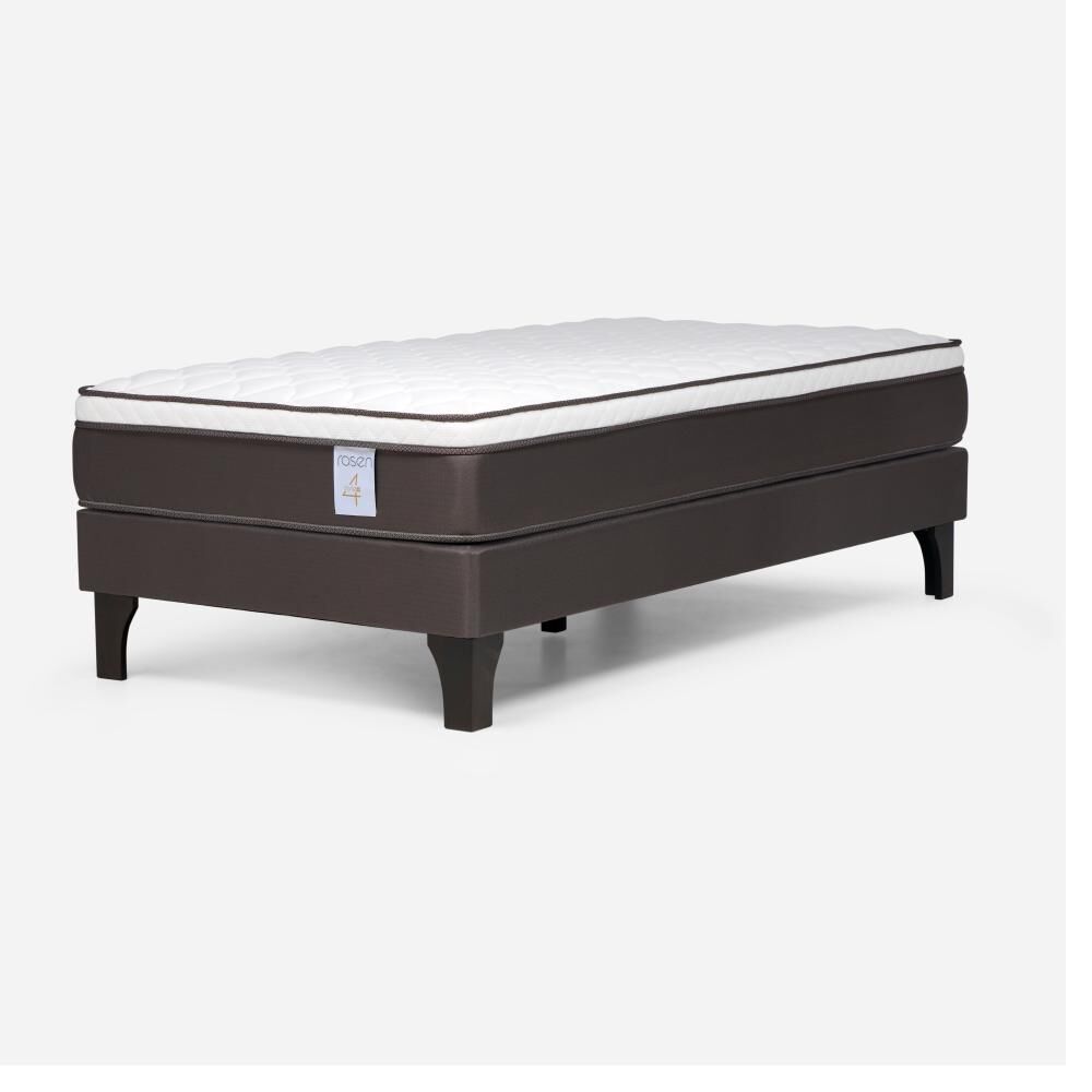 Cama Europea Rosen New Style 4 Plus / 1 Plaza / Base Normal  + Respaldo Rachel Gris image number 6.0