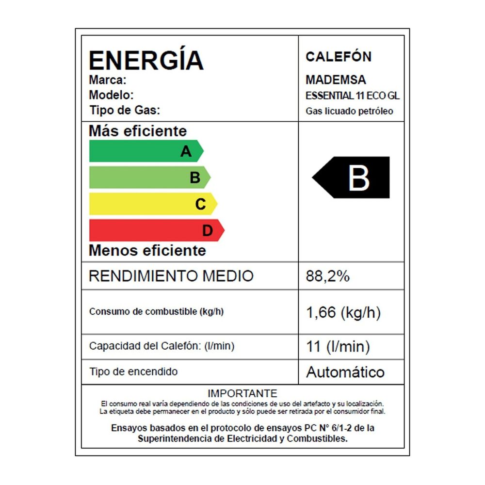 Calefont Mademsa Gas Licuado Essential 11lt. Eco image number 9.0