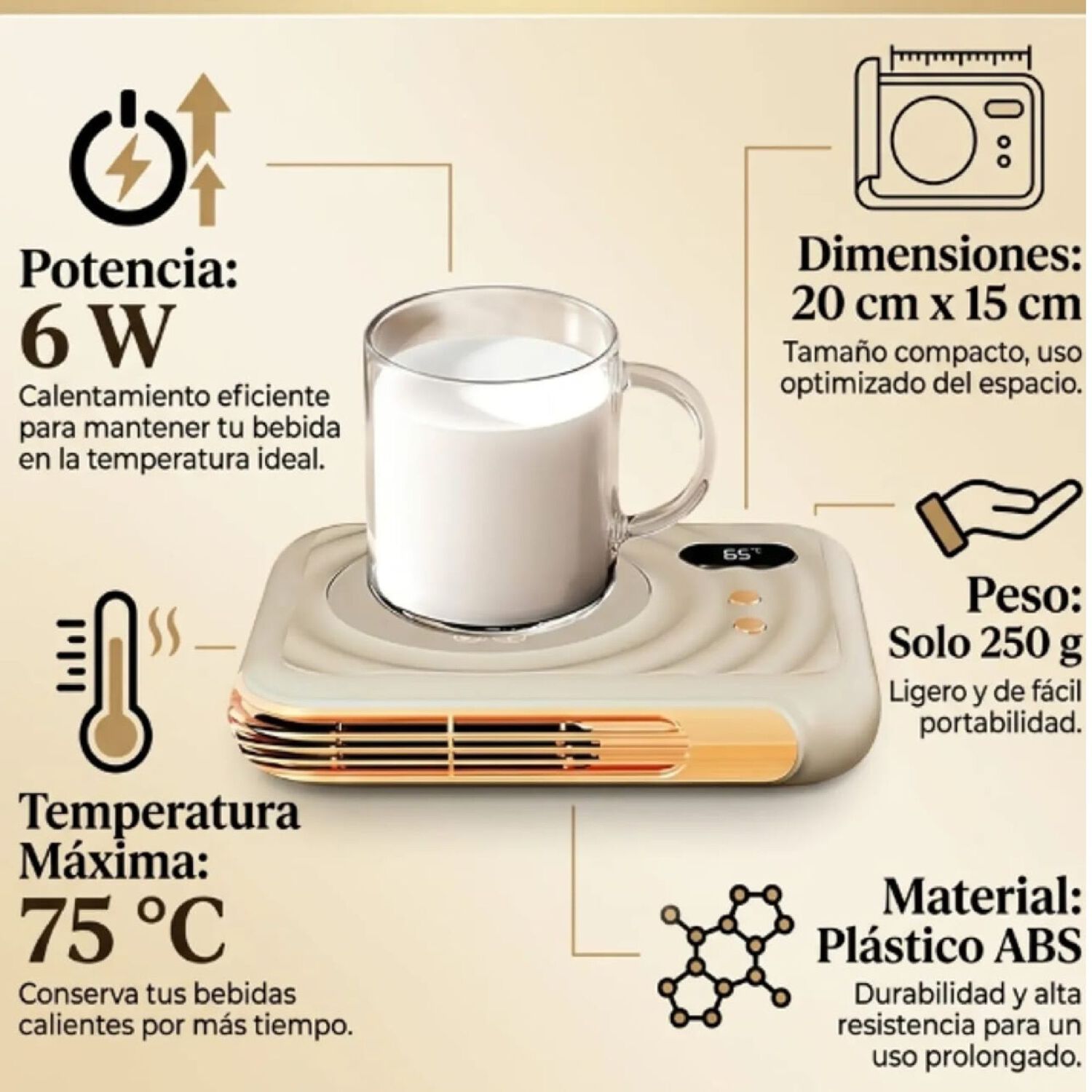Calentador De Tazas El&eacute;ctrico Y Termoventilador De Escritorio 2 En 1. image number 2.0