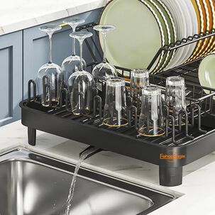 Escurridor Plegable De Platos Expansible Para Cocina Negra