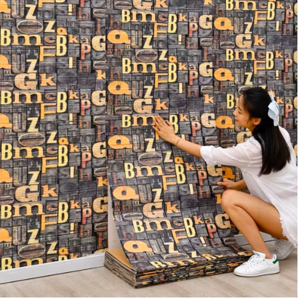 Pack 10 Lamina Papel Mural Autoadhesivo 3d Letras image number 4.0