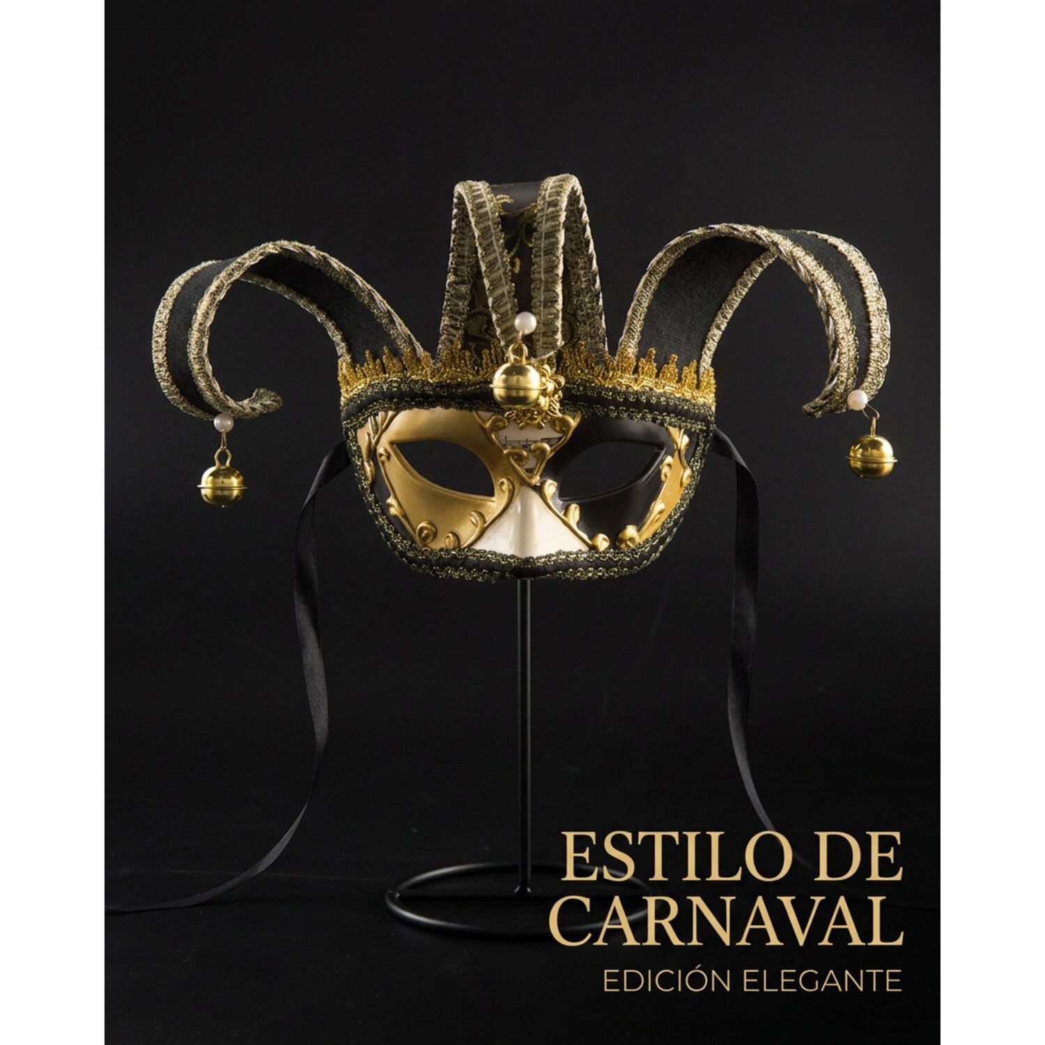 M&aacute;scara Buf&oacute;n Unisex Con Cascabeles Para Fiesta Veneciana image number 6.0