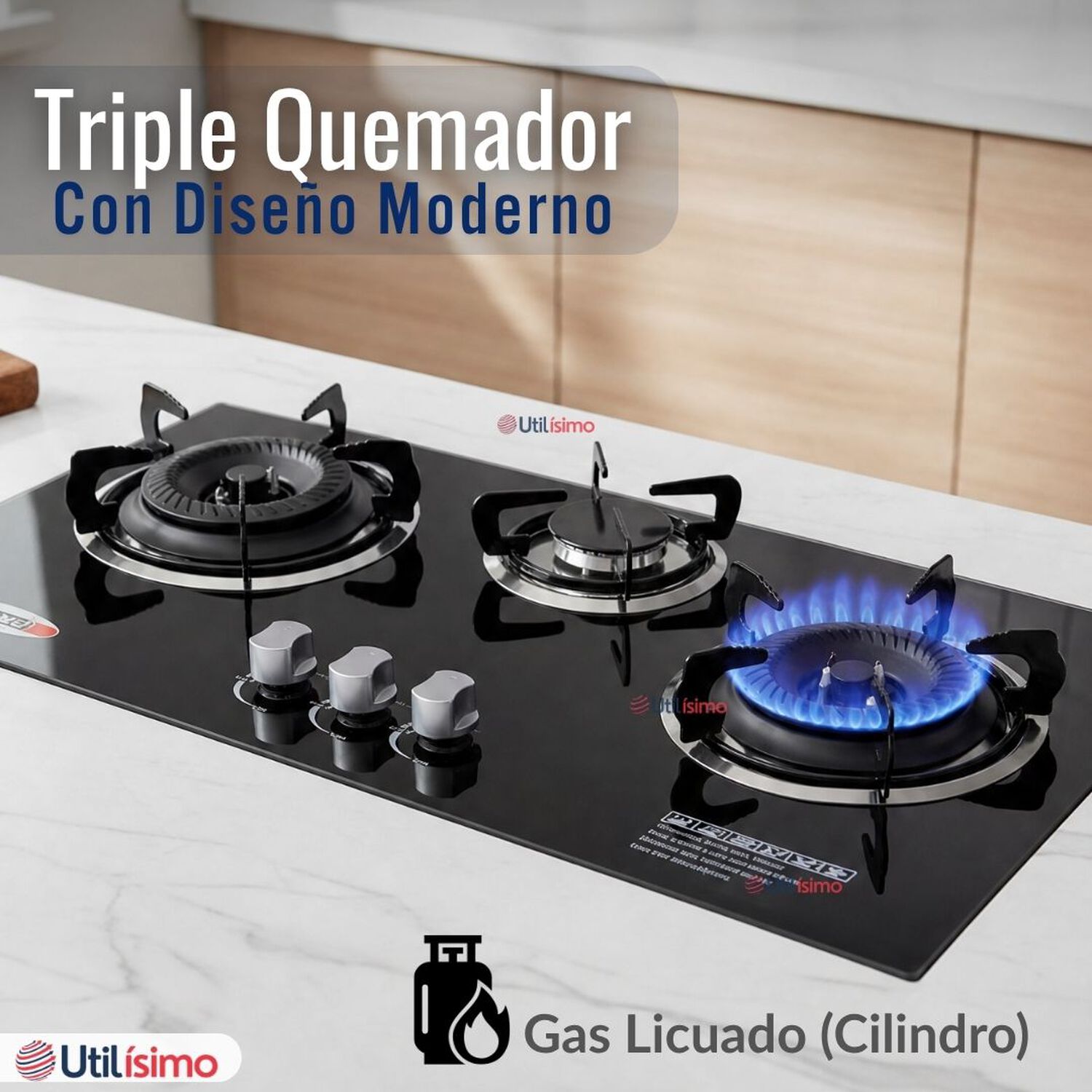 Encimera Gas Licuado 3 Platos Vidrio Templado image number 5.0