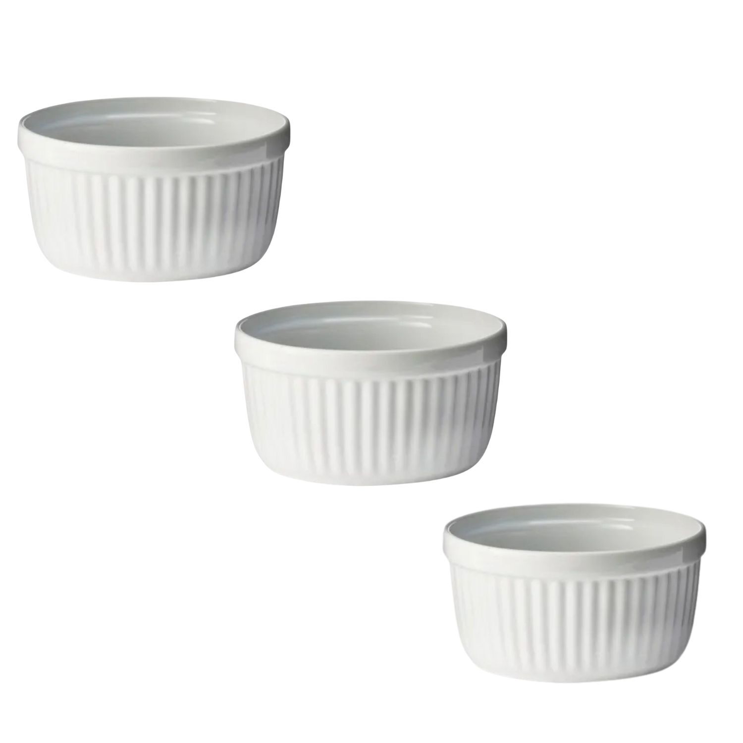 Set 3 Pocillos Ramekin Ceramica Blanco 8cm Cocina Horno image number 0.0
