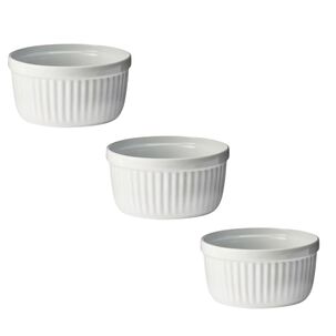 Set 3 Pocillos Ramekin Ceramica Blanco 8cm Cocina Horno