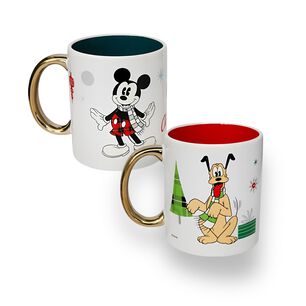 Set 2 Tazones 330ml Dise&ntilde;o Navide&ntilde;o Raton Perro Dibujos Animados