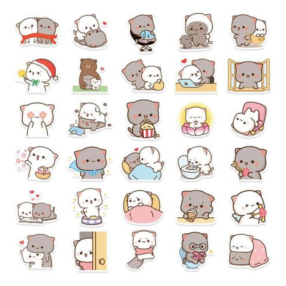 Set Stickers Calcomonias Mochi Mochi Peach Cat Gatitos Kawai image number 6.0