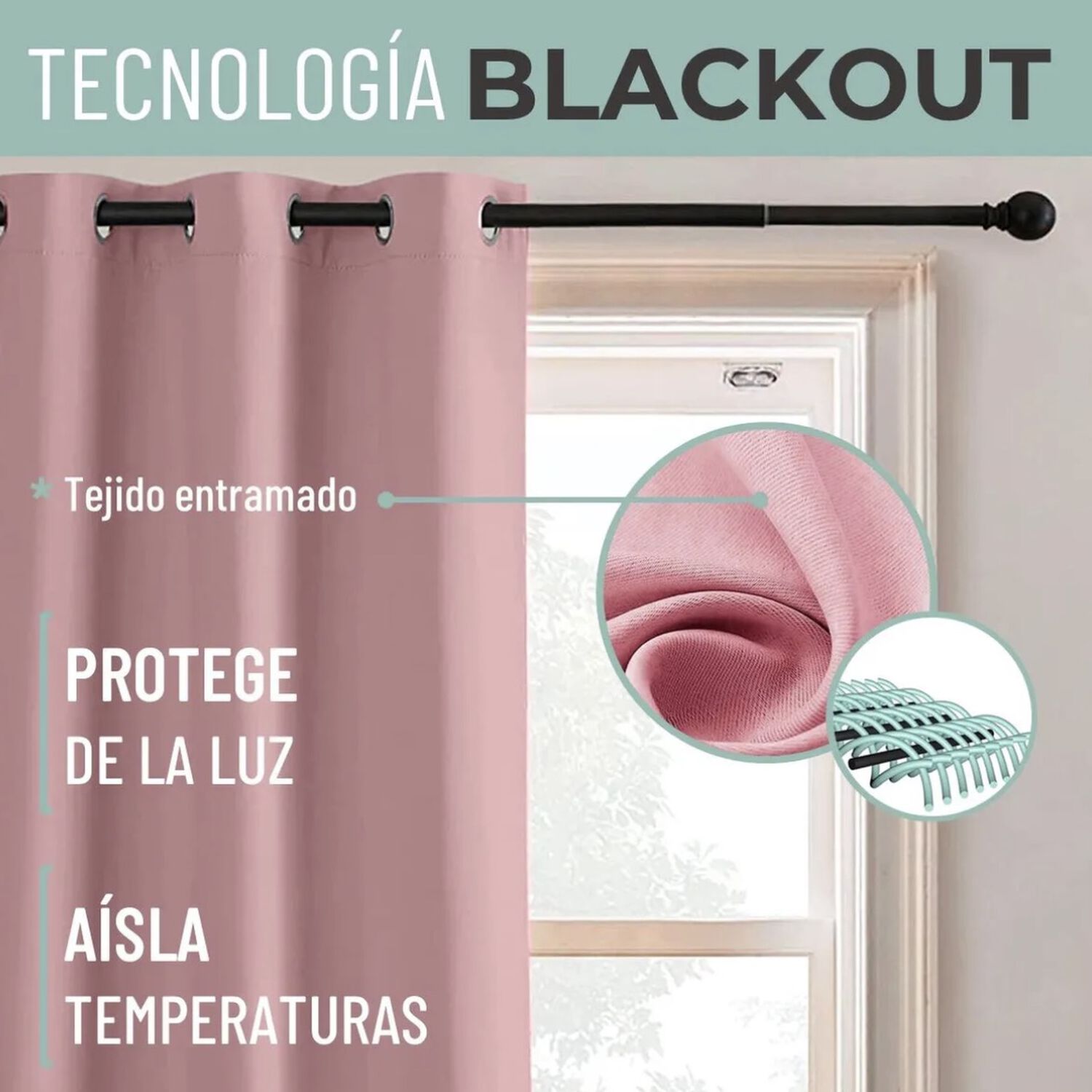 Cortina Semi Blackout Un Pa&ntilde;o 140x220cm Aislante image number 2.0