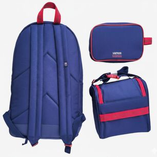Set Escolar 3 En 1 Azul Mochila, Lonchera, Estuche Titanio
