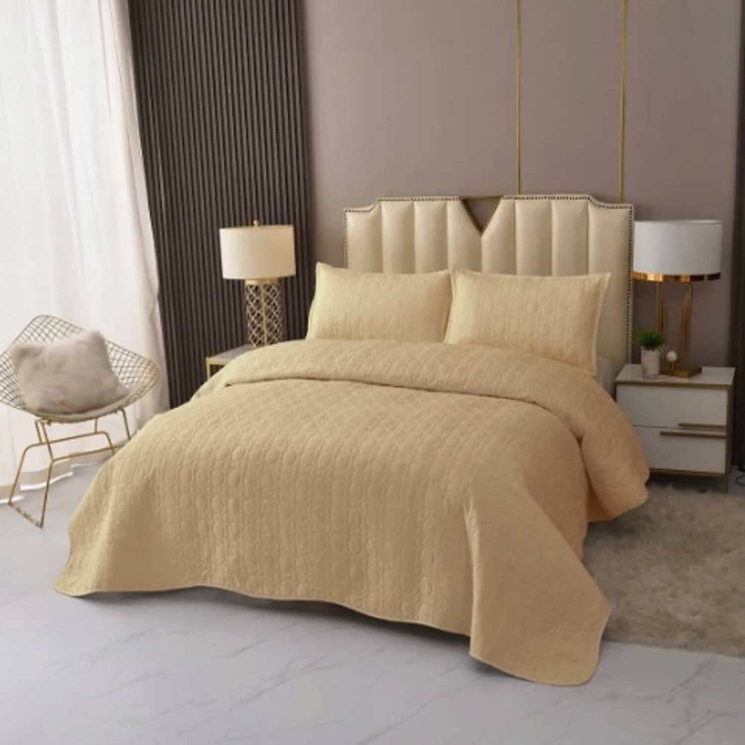 Cubrecama Quilt 2 Plazas Liso. Crema image number 0.0