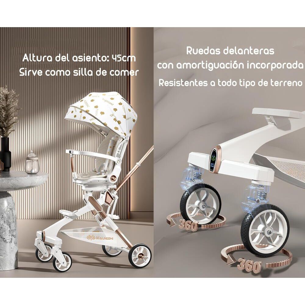 Coche De Paseo 360&deg; Con Mesita Lubabycas Blanco image number 6.0