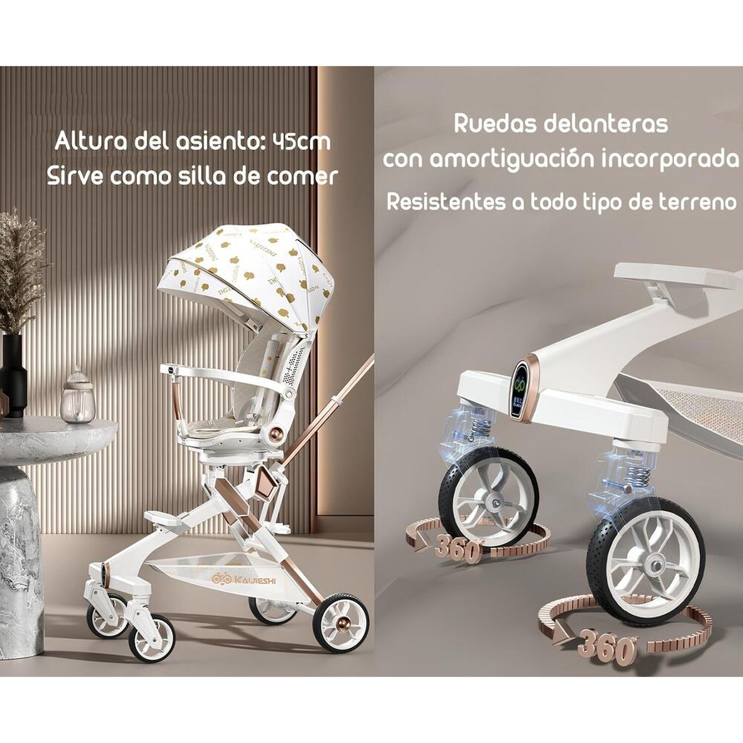 Coche De Paseo 360&deg; Con Mesita Lubabycas Blanco image number 6.0