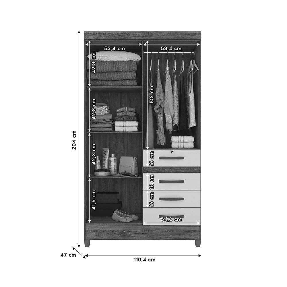 Closet Venecia 4 Puertas 4 Cajones Freijo Off White image number 3.0