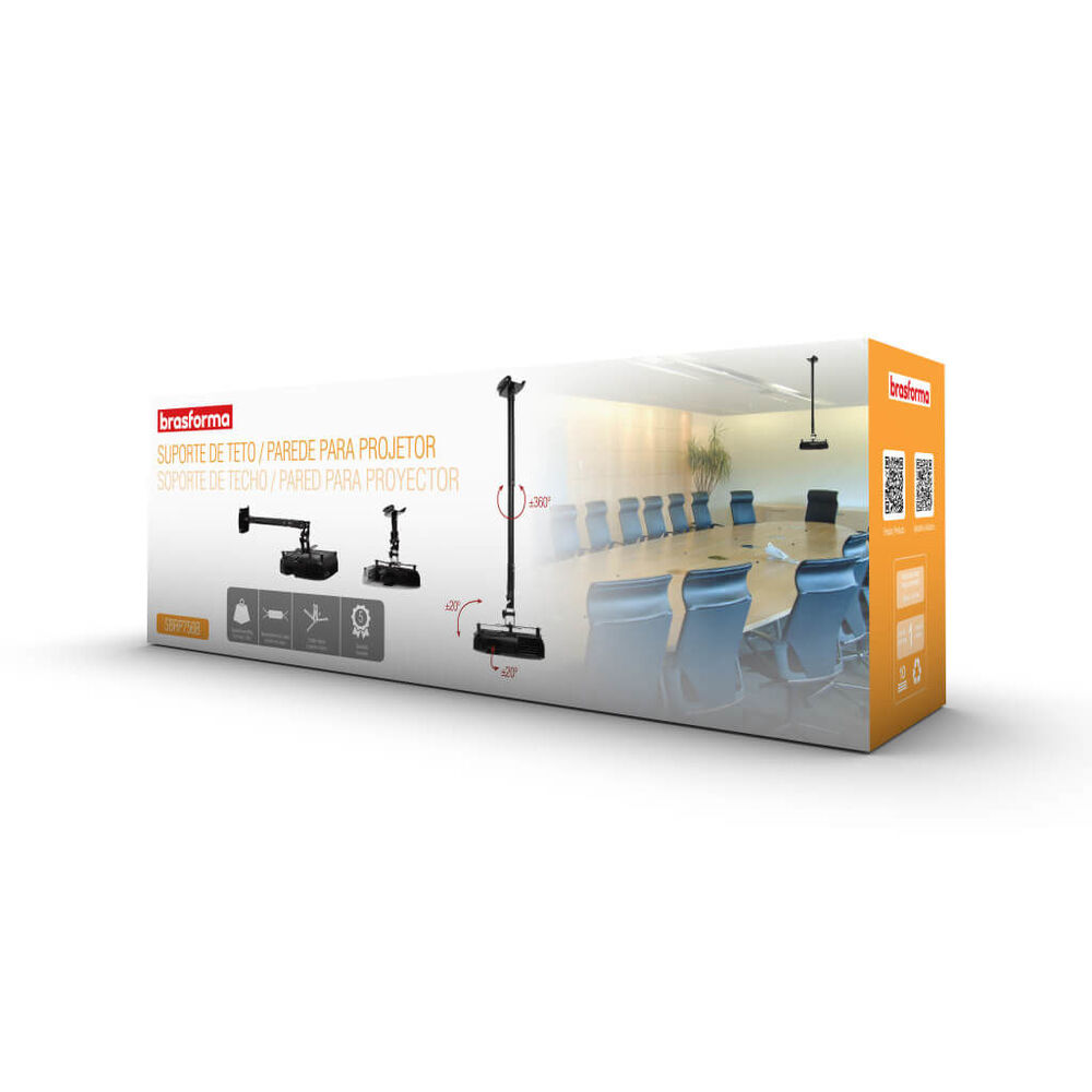 Soporte Proyector Brazo De 90.5 Cm Blanco Techo/pared - Inclinable - Sbrp756b Brasforma image number 6.0