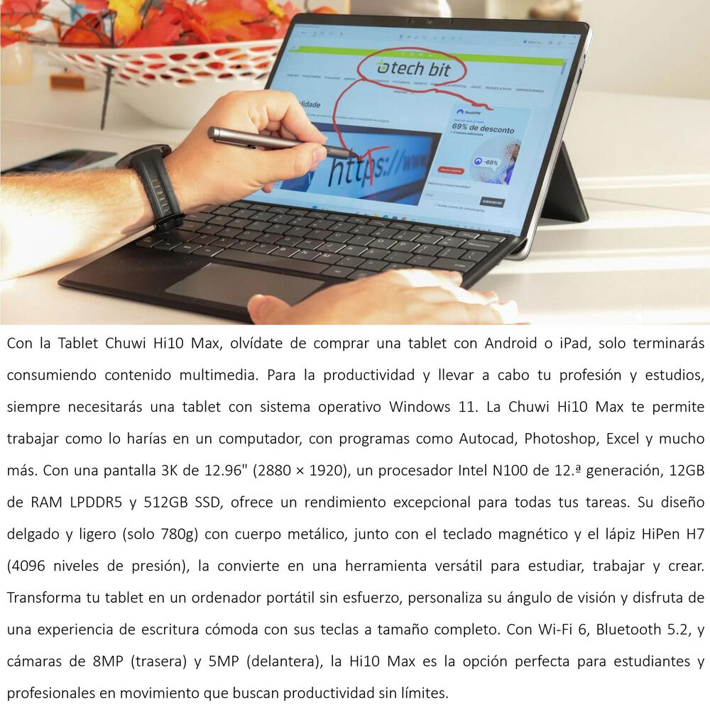 Chuwi Hi10 Max - Tablet Windows 11 Con Teclado, Lápiz Y Gran Rendimiento image number 1.0