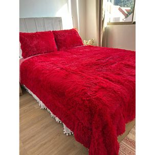 Cubrecama Peludo 2 Plazas - Rojo