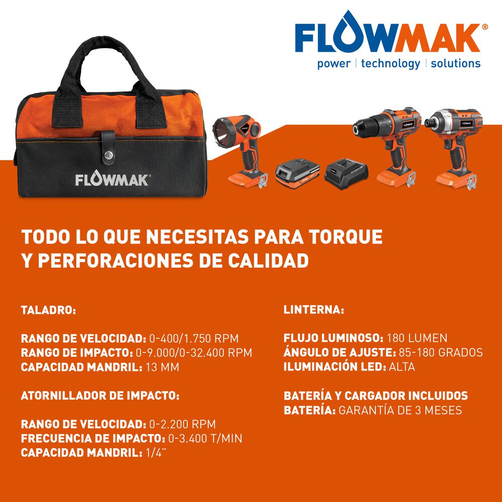 Kit Taladro 13mm Atornillador Y Linterna 18v image number 2.0
