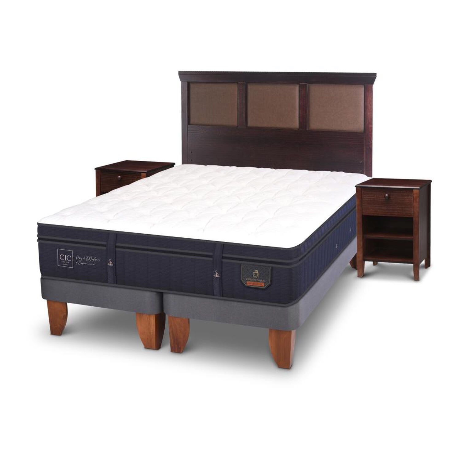 Cama Europea Cic Super Premium / 2 Plazas / Base Dividida + Set De Maderas image number 3.0