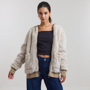 Polerón Sherpa Cuello Alto Con Capucha Mujer Freedom