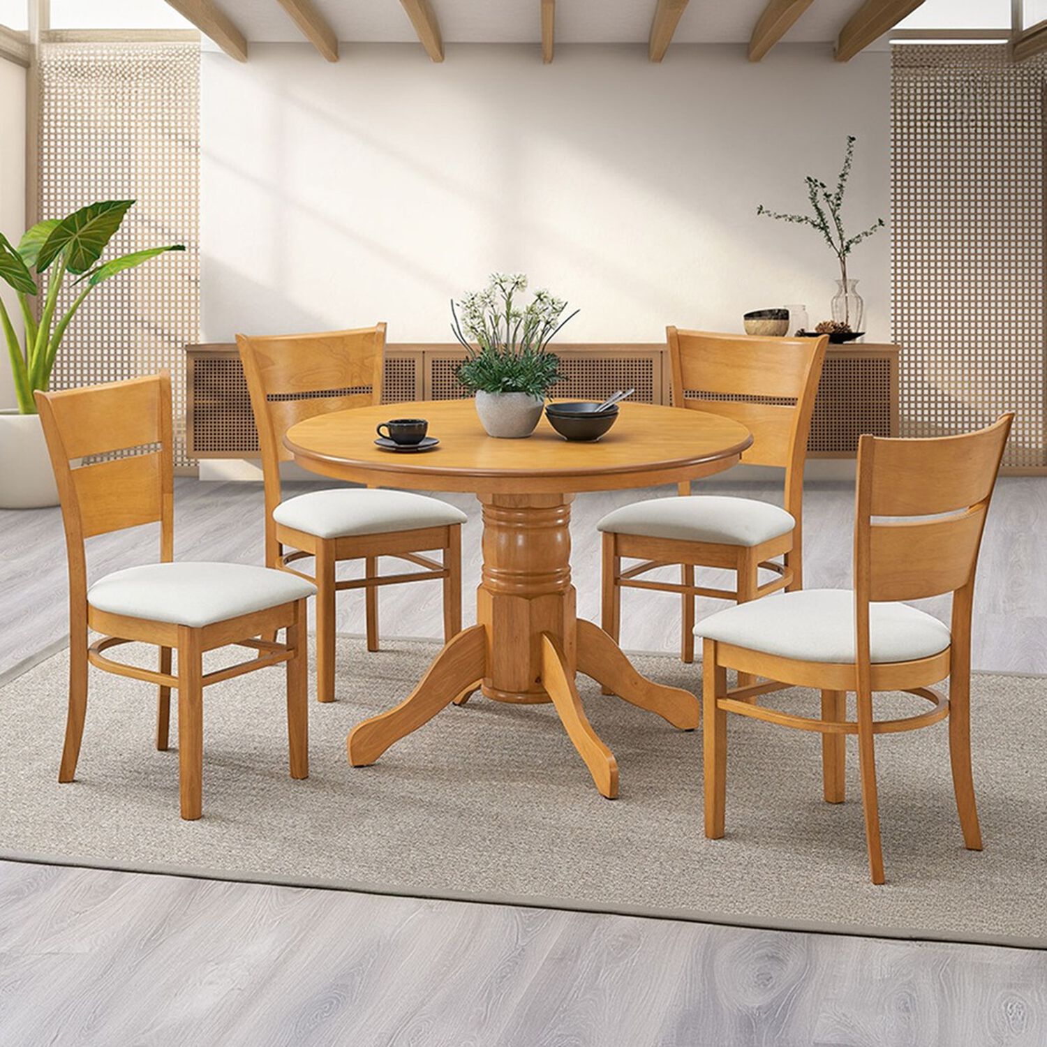 Juego De Comedor Bristol Caramelo 106 Cm 4 Sillas Marfil image number 2.0