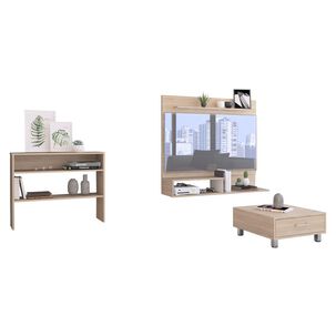 Panel Tv55 + Arrimo + Mesa De Centro Beijing - Rovere / Blanco Tuhome