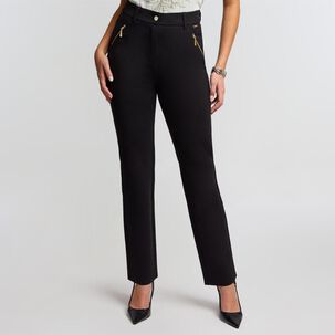 Jeans Pretina Doble Botón Tiro Alto Skinny Mujer Kimera