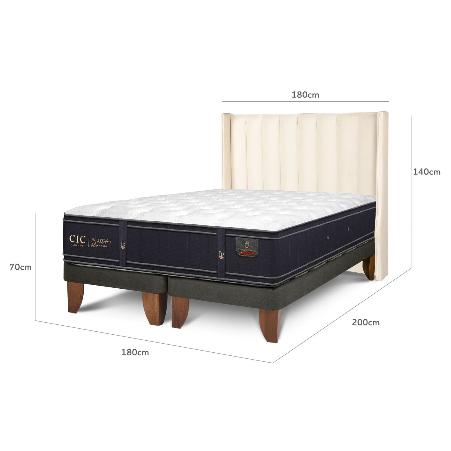 Cama Europea Cic Grand Premium / King / Base Dividida + Respaldo image number 2.0